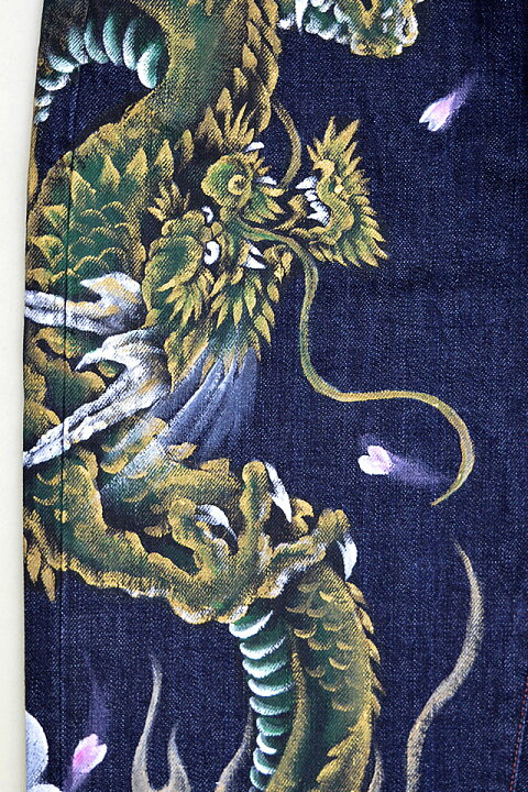 楽天市場】金運龍デニムジーンズ 禅 KD001-135 和柄 和風 竜 手描き 