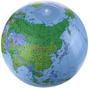ビーチボール地球儀 世界地図 知力育て&お洒落なおもちゃ 英語併記付きの地球風船/バルーン グローブボール 空気入れのおもちゃ 撮影/誕生日/パーティ/水泳/海/風呂 Φ32cm±3cm(diqiouyi-lanse-1