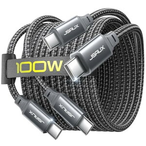 JSAUX 100W USB C to USB C P[uy2{ZbgE2mzType-C }[d ΉAiPhone 16 Pro Max/Plus/16e iPhone 15 V[YESamsung Galaxy S25/S24/S23EPixelEiPadEMacBookECarPlayESwitch 2ΉiO[j