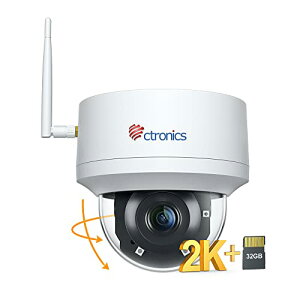 「 2.5K 自動追跡・SDカード内蔵 」 Ctronics 防犯カメラ ワイヤレス 屋外 400万画素 5GWiFi AI検知 自動追尾 24時間常時録画 家族共有 音声通話 遠隔操作 パンチルト LANケール防犯ステッカー付iOS/Andr