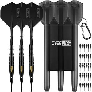 CyeeLife 16g ̃\tg`bv_[cZb Soft tip Darts(Black)