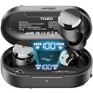 TOZO T12 ���C�����X�C���z�� 2025 �ɏ�̉��̌� ���͂��@�ׂȉ� LED�f�B�X�v���C�d�r�c�ʕ\�� �h�����\ ENC�m�C�Y�L�����Z�����O �J�X�^��EQ ��p�A�v���Ή� �^�b�`���� �ő�55���Ԃ̍Đ� Blueto