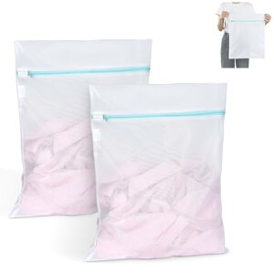 OTraki 洗濯ネット 中 40x50cm 2枚入り ランドリーネット 角型 細かい網目 高耐久性のファスナー付き 保護カバー付き 洗濯袋 無蛍光 衣服損傷防止 洗濯あみ 絡み防ぎ 耐久性 Laundry bag 布団用洗濯