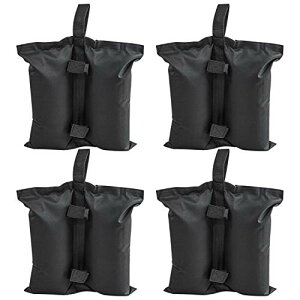 Sutekus テントやタープ固定用 砂袋 容量6L(砂10kg) ウエイトバッグ テント用 重り 重し袋 テントウエイト マジックテープ式 4個入り (ブラック)