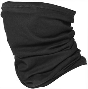 多機能 バンダナ フェイスガード ネックウォーマー 防寒 防風 埃よけ フェイスマスク ターバン ニット 帽子 フェイス ヘッド ウェア コットン 薄手 伸縮素材 BD-AHT-CTN (BLACK)