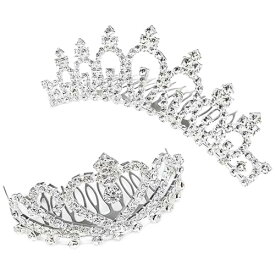 HUAZONTOM ティアラ 子供 ヘアアクセサリー 王冠 2個セット 髪飾り 女の子 ミニティアラ こどもの日 撮影 誕生日 発表会 結婚式 成人式 髪飾り 花嫁 ドレス適用 キラキラ