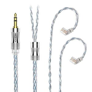 NICEHCK C8s-3 8芯イヤホンオーディオケーブル 高純度銀メッキ銅 OFC qdc 2Pin 3.5mmプラグ 金属製コネクタ 着脱式 柔らかい アップグレードケーブル 3極 柔らかい 1.2m DIYイヤホンのアクセサリ 耳掛け