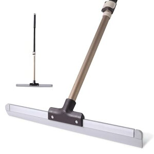 Eyliden 17インチ ゴム製フロアスクイージー - 素早く水と泡を取り除き、デュアルアクションプッシュ&スクの頑丈なスクラバーほうき 伸縮式ハンドル付き バスルーム/シャワー/キッチン/床/ガ