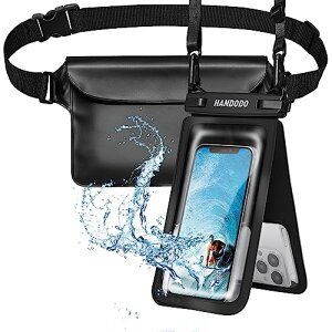 Handodo 2個セット スマホ 防水ケース(防水ウエストポーチ添付) IPX8認定 携帯用ドライバッグ ダブルパック設計 水中撮影/お風呂/温泉/潜水/雨/海用 6.7インチスマホ適用 財布 適用端末:iPhone 16 1