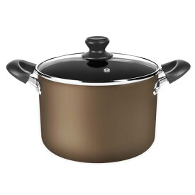 COOKSMARK 鍋 ih対応 寸胴鍋 22cm ih·ガス対応フッ素加工 焦げ付きにくい ガラス鍋蓋付 カレー鍋/パスタ鍋/鍋用鍋/シチュー鍋/おでん鍋 茶色