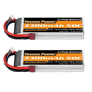 Youme Power 3S ���|�o�b�e���[�A11.1V RC Lipo 3300mAh 50C Deans T�v���ORC�J�[�g���b�N�g���M�[��s�@UAV�h���[��FPV�O���C�_�[3D���ʌ����`���V�{���e�b�N�X400mm X����i2�p�b�N�j