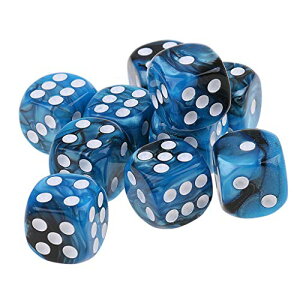 Yourandoll 10�� ���ʑ̃_�C�X D6�T�C�R�� 6�ʃ_�C�X16mm Dungeons and Dragons �ADND�A TRPG�A MTG�Ȃǃe�[�u���Q�[���p (�u���[ �u���b�N)