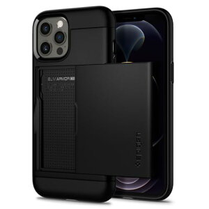 Spigen iPhone12Pro ケース iPhone12 ケース カード 収納 耐衝撃 米軍MIL規格 衝撃 吸収 ハード カバー 背面 スライド 式 カードケース MIL規格 落下防止 IC カード ポケット パスケース アイフォン12 ケ