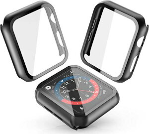 Smilelane�y2���z�Ή� Apple Watch Series 6 / SE/Series 5 / Series 4 40mm �p �P�[�X, PC�f�ދ����K���X�ی�J�o�[(�u���b�N)