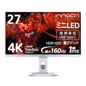 INNOCN 27M2V 27C` Q[~Oj^[ 4K ~jLED j^[ 160Hz/144Hz, 1msx HDR1000 QD ʎqhbgiP_ۏؑΉj, HDMI2.1/DP1.4/USB Type-C 90W/USB 3.0/USBA(USBnuΉ), Xs[J[,/