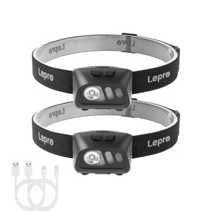 Lepro �w�b�h���C�g �[�d�� LED �w�b�h�����v �h�� �Z���T�[�t�� ���邢 led�w�b�h���C�g �y�������Ԍ�/5�_�����[�h/���p�_��20����/60°�p�x������/USB�P�[�u���t���z ��ނ� �o�R �L�����v ��