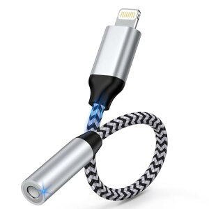 iPhone イヤホン変換アダプタ Lightning - 3.5mm イヤホンジャック 3極 4極 HIFI音質 DAC搭載 MFi認証 GAEF ライトニング イヤホン変換 音楽/通話/リモコン対応 18cm アイフォン 変換アダプタ イヤホン・ヘ