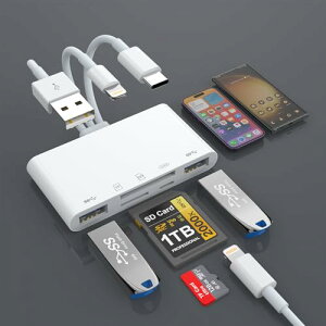 5in3 iPhone SDJ[h[_[y2025 MFiFؕiA18ۏ؁zLightning/Type C J[h[_[ USB/SD/TFϊA_v^ 0TG@\ ݒsv ʐ^/rfI ǂݏ ` o] J[