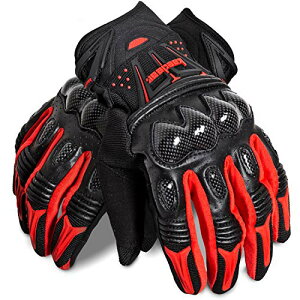 Kaedear(カエディア) バイク グローブ スマホ 対応 バイク用 ゴートスキン 本革 パンチング レザー カーボン プロテクター スマートフォン タッチパネル 対応 すべり止め 春夏秋用 耐衝撃 通気