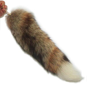 38 cm Authentic Swift Fox Tail�t�@�[�n���h�o�b�O�A�N�Z�T���[�L�[�`�F�[�������O�t�b�N�^�b�Z���i�`�������J���[�̑���Fox Vulpes Velox�R�X�v����������