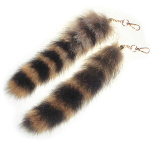 2 pcs 25cm 10inches Authentic America Raccoon Tail Fur Skin Cosplay Toy Handbag Accessories Key Chain Ring Hook
