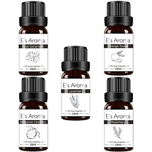 E's Aroma �A���}�I�C���Z�b�g 100%���� �G�b�Z���V�����I�C�� ���I���� 10ml 5�{�Z�b�g �v���[���g�ɍœK ���[�Y�}���[ ���x���_�[ ���[�Y�[���j�E�� �I�����W�X�E�B�[�g �x���K���b�g�E�J���u