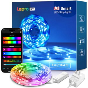 Lepro SE1 AI lede[vCg AI 5m AIƖfUC AVX^g y LLM 1600F F Alexa/Google HomeΉ X}[g WiFi/BluetoothΉ RGB ԐڏƖ ؒf\ ʃe[vt DIY e[v