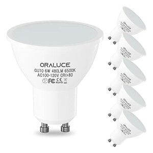 ORALUCE LED�d�� GU10���� �X�|�b�g���C�g 50W�`���� 6W 480lm 6500K �����F �����s�� �ȃG�l ������ �r�[���p�x120°�L�z���^�C�v �����F �V��Ɩ� ���ƏƖ� 6�Z�b�g