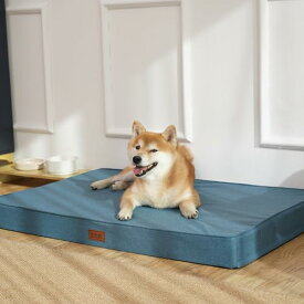 EMME 犬 ベッドクッション 防水 ペットベッド ペットマット 犬用ベッド 洗える さらさら 通気性 蒸れにくい 高反発 高齢犬 子犬 猫 多頭飼い 取り外せるカバー 滑り止め オールシーズン 中型犬 大型犬 洗える ペット用ベッド76x50x7.5cmブルー