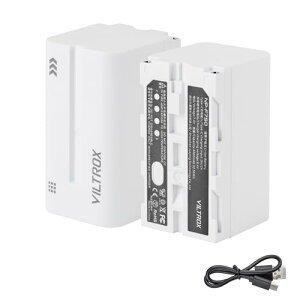 VILTROX LEDパネル照明 4400mAh NP-F750 残量表示バッテリー (一個)ビデオライトバッテリー NP-Fシリーズ交換バッテリー USB Type-C充電 DC-55HDモニター/Sprite40/VL-400T/VL-500T/VL-192T/VL-D640T/ビデオライト適