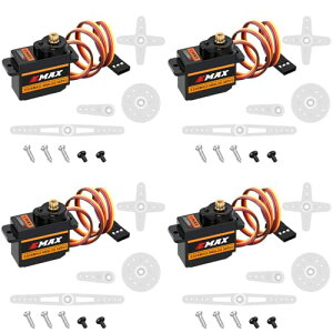 HAWK’S WORK マイクロサーボ 9g、 ロボットアーム用メタルギヤードモーターキット RC飛行機 ヘリコプター 自動車 ボート STEMとRaspberry Piプロジェクト (Emax ES08MA II) (4 Pcs)