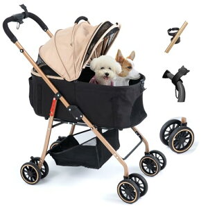 MILA&LOUIS ペットカート 多頭の小型犬&猫 中型犬一匹用: 犬 ベビーカー 人気 分離型 取り外し可能 犬 バギー 全体型 ワンタッチ 折りたたみ可能 犬用カート コンパクト 軽量 66cmの大型ゆりかご