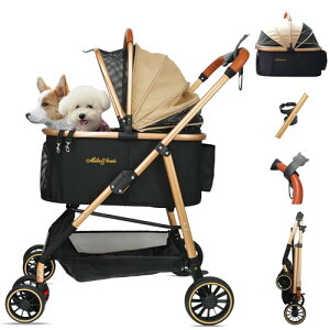 MILA&LOUIS ペットカート分離型 取り外し可能 軽量ファッション 犬 カート人気 4輪耐摩耗 犬用 ベビーカー ドッグ バギー ワンタッチペットかーと折たたみ可能 ペットバギー 衝撃吸収ユニバー