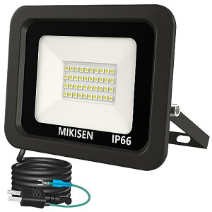 MIKISEN led 投光器 作業灯 看板灯 30w 昼光色 3600LM 6500K 250w相当 1.8コード IP66防水 アース端子付2Pプラグ 120°広角 100V対応 ワークライト 工事用ライト ledライト 灯光器 作業灯 外灯 集魚灯 駐車場