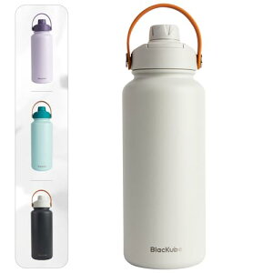 Blackube水筒 1リットル 真空断熱 直飲み ステンレス鋼 保温 保冷 スポーツボトル スポーツ飲料対応 男の子 女の子 大人 子供 荼白