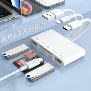 yMFiFؕiziPhonê߂SD̃J[hǎ葕uASD/TFJ[hUSB OTG̃A_v^[ւ8-in-1̋LJ[hǎ葕ȕƖ/USB/USB C iPhone/iPad/MacBook/Samsung/PĈ߂̏[`tĂSD̃J[h