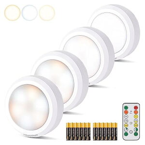 LED���C�g 4�Z�b�g �d�r�� �L�b�`�����C�g HOLKPOILOT ���邳���� �����F/�d���F/�����F �؃^�C�}�[�Ŏ������� �����R���t�� LED���C�g ���^ �d�r�� �茳���C�g ���a9cm �P3�d�r12�{ (�t��) �\��t