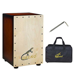 GECKO Wooden Cajon Stringed Percussion Box Gecko Pattern Hand Drum with Large Rubber Feet
