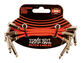 ERNIE BALL 6401 フラットパッチケーブル レッド 3本セット[7.62cm L/L] パッチコード【メール便発送・全国送料無料・代金引換不可】