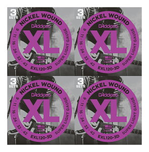 【弦 ×12セット】ダダリオ D’Addario EXL120-3D ×4パック(計12セット) エレキギター弦 3セットパック【メール便発送・全国送料無料・代金引換不可】