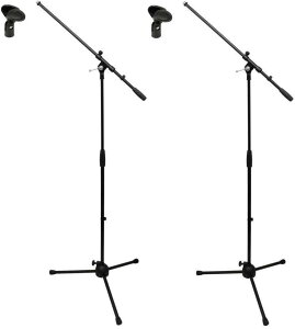 アリア Aria MIS-101B ×2+MIS-S ×2 ブーム/ストレート両用マイクスタンド+マイクホルダー/2本セット【送料無料】