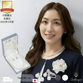 【☆ クーポン☆】 パール ネックレス 冠婚葬祭 フォーマル ピアス イヤリング セット 結婚式 成人式 真珠 ロング イヤリング おすすめ パーティー 貝パール 7mm42cm ホワイト シルバーブラック ケース付 高級版 ハイクオリティ シリコン入