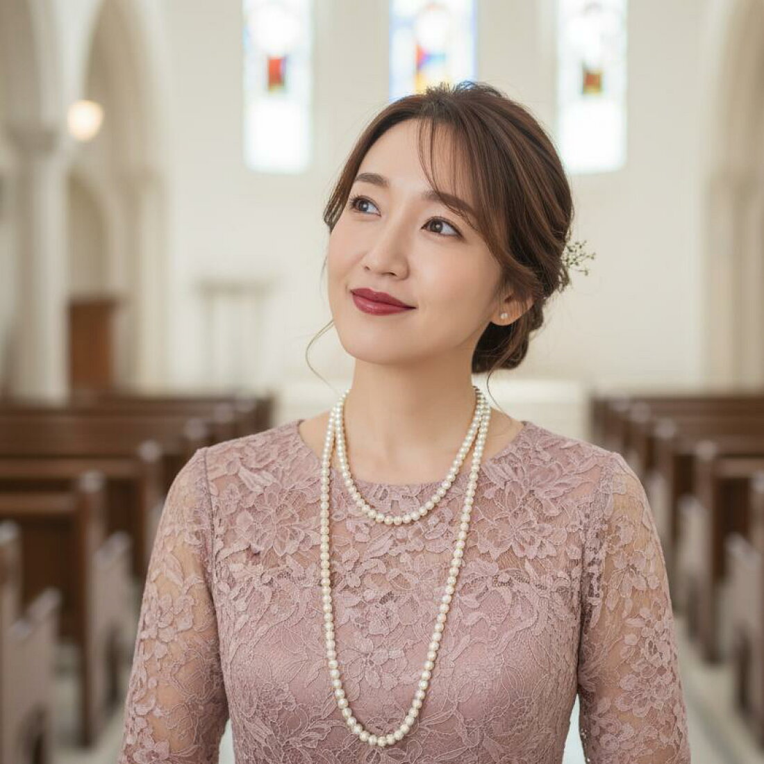 秋の結婚式に合わせる一連とロングパール