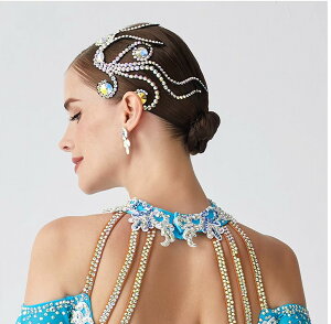 ヘッドドレス ヘッドアクセサリー 髪飾り 上品 ゴージャス 豪華 ドレッシー イベント ワルツ タンゴ ルンバ ラテンダンスアクセサリー 社交ダンスアクセサリー 大ぶり 大きい ビジュー ヘッ