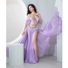 オリエンタル衣装 羽根装飾ブラ＆ハイウエストデザインスカート 全3色 lw2436 コスチューム ステージ衣装 ブラ スカート セットアップ フェザー発表会 イベント 衣装 ドレス トップス スカート ショートパンツ付き 豪華 ライトブルー パープル ホワイト