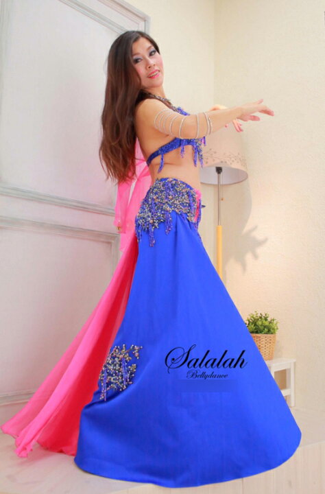 楽天市場】Hallah ベリーダンス衣装 一体型 Blue&Rosepink md0238 
