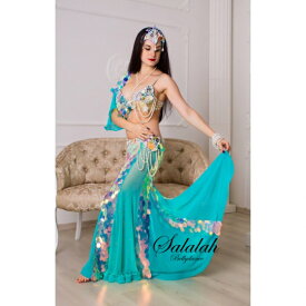 Maria's Design ベリーダンス衣装 Star mameid 受注製作 送料無料 ブラ スカート パールネックレス パールブレスレット ライクラ シフォン シースルー