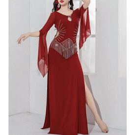 baladi shaabi saidi ドレス ウエストサイドカットフリンジデザイン 全3色 lw2657ベリーダンス衣装 コスチューム ステージ衣装 発表会 ドレス パーティー イベント シフォン切り替え