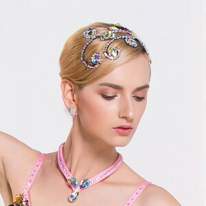レディース ヘッドドレス ヘッドアクセサリー 髪飾り 上品 ゴージャス 豪華 イベント ワルツ タンゴ ルンバ ラテン衣装アクセサリー 社交ダンス用アクセサリー 大きめ 大きい ビジュー ライ
