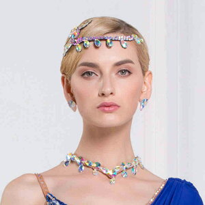 レディース ラインストーン ヘッドドレス ヘッドアクセサリー 髪飾り 上品 ゴージャス 豪華 イベント ワルツ タンゴ ルンバ ラテン衣装アクセサリー 社交ダンス用アクセサリー 大きめ 大き